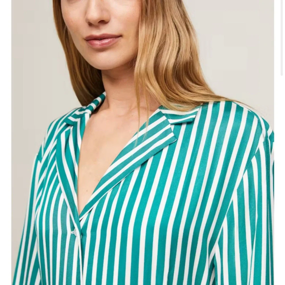Green Striped Button-Down Dress - Picture 3 of 6